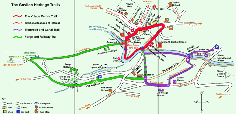 Map of Govilon Heritage Trails